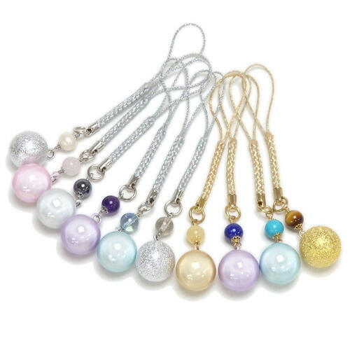 開運! 水琴鈴 & 天然石 根付 ストラップ キーホルダー 丸玉 ミュージックボール ハーモニーボール ガムランボール 鈴の音 風水