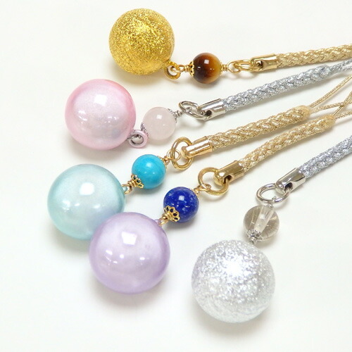 開運! 水琴鈴 & 天然石 根付 ストラップ キーホルダー 丸玉 ミュージックボール ハーモニーボール ガムランボール 鈴の音 風水