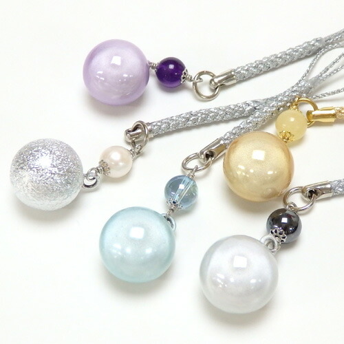 開運! 水琴鈴 & 天然石 根付 ストラップ キーホルダー 丸玉 ミュージックボール ハーモニーボール ガムランボール 鈴の音 風水