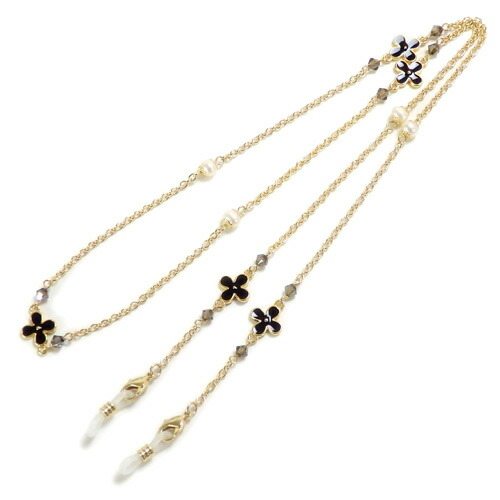 ネックレスになる 淡水パール メガネチェーン フラワーパール スワロフスキー 眼鏡チェーン 真珠 マスクチェーン マスク紐 マスクストラップ マスクコード