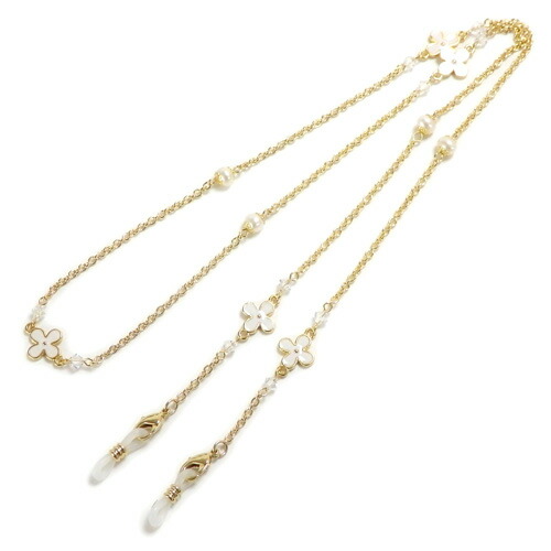 ネックレスになる 淡水パール メガネチェーン フラワーパール スワロフスキー 眼鏡チェーン 真珠 マスクチェーン マスク紐 マスクストラップ マスクコード