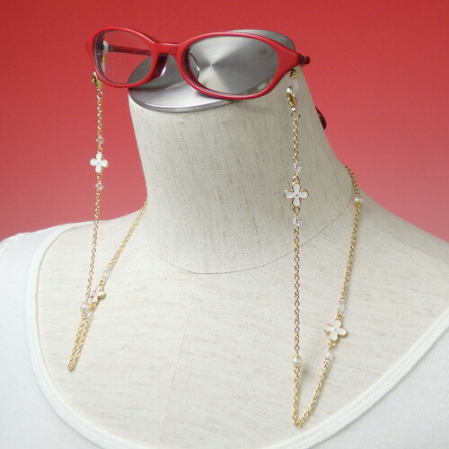 ネックレスになる 淡水パール メガネチェーン フラワーパール スワロフスキー 眼鏡チェーン 真珠 マスクチェーン マスク紐 マスクストラップ マスクコード