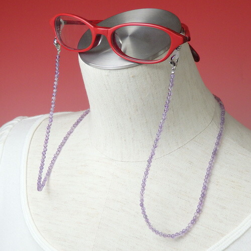 ネックレスになる メガネチェーン アメジスト 丸 天然石 メンズ レディース パープル 紫 風水 パワーストーン マスクチェーン マスクストラップ マスクホルダー