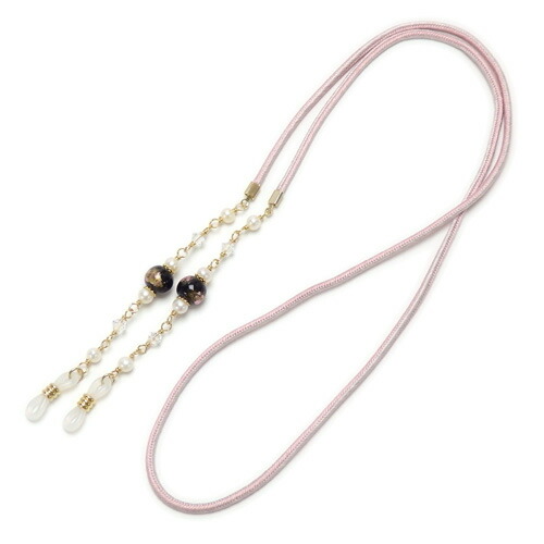 メガネチェーン 蒔絵 新漆 小 金箔 金粉 淡水パール スワロフスキー 正絹 組紐 シルク 眼鏡チェーン マスクチェーン chottowa チョトワ ちょとわ ギフトに プレゼントに