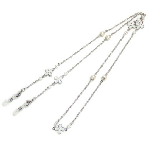 ネックレスになる 淡水パール メガネチェーン フラワーパール スワロフスキー 眼鏡チェーン 真珠 マスクチェーン マスク紐 マスクストラップ マスクコード