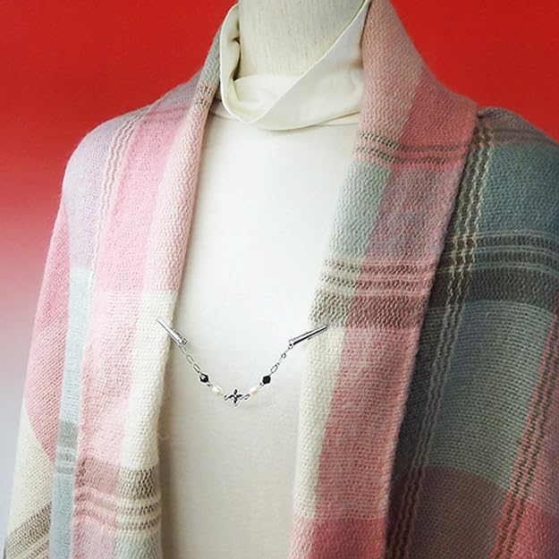 メール便 ショールクリップ ストールクリップ ブラッククロス 淡水パール ドレスクリップ スカーフクリップ シェイプレット メンズ おしゃれ termhalloween