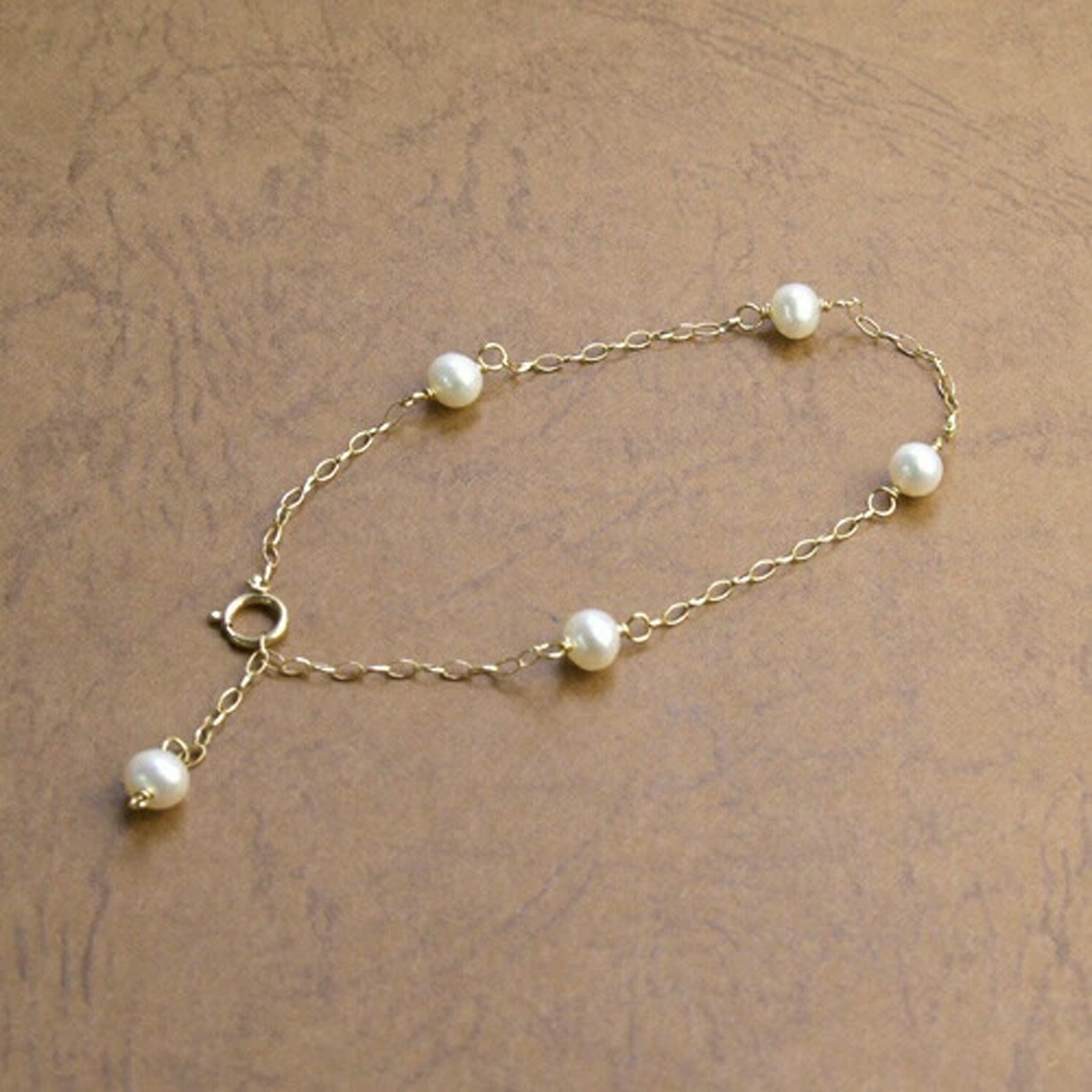 ブレスレット K10 ゴールドチェーン パール ステーション 淡水パール 淡水真珠 5-5.5mm 10金 K10YGクリスマス ギフトに プレゼントに