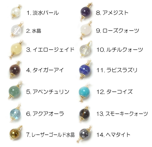 天然石パワーストーン 天然石の種類 淡水パール 水晶 イエロージェイド タイガーアイ アベンチュリン アクアオーラ レーザーゴールド水晶 アメジスト ローズクオーツ ルチルクオーツ ラピス(ラピスラズリ) ターコイズスモーキークォーツ ヘマタイト