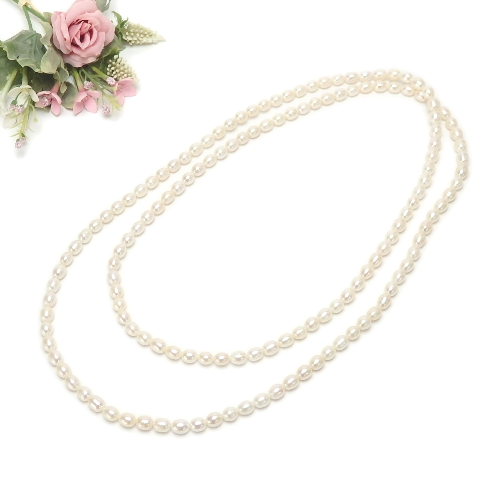超特価 ネックレス パール 超 ロングネックレス 120cm 淡水パール 淡水真珠 真珠 上質 金具なし クリスマス ギフトに プレゼントに
