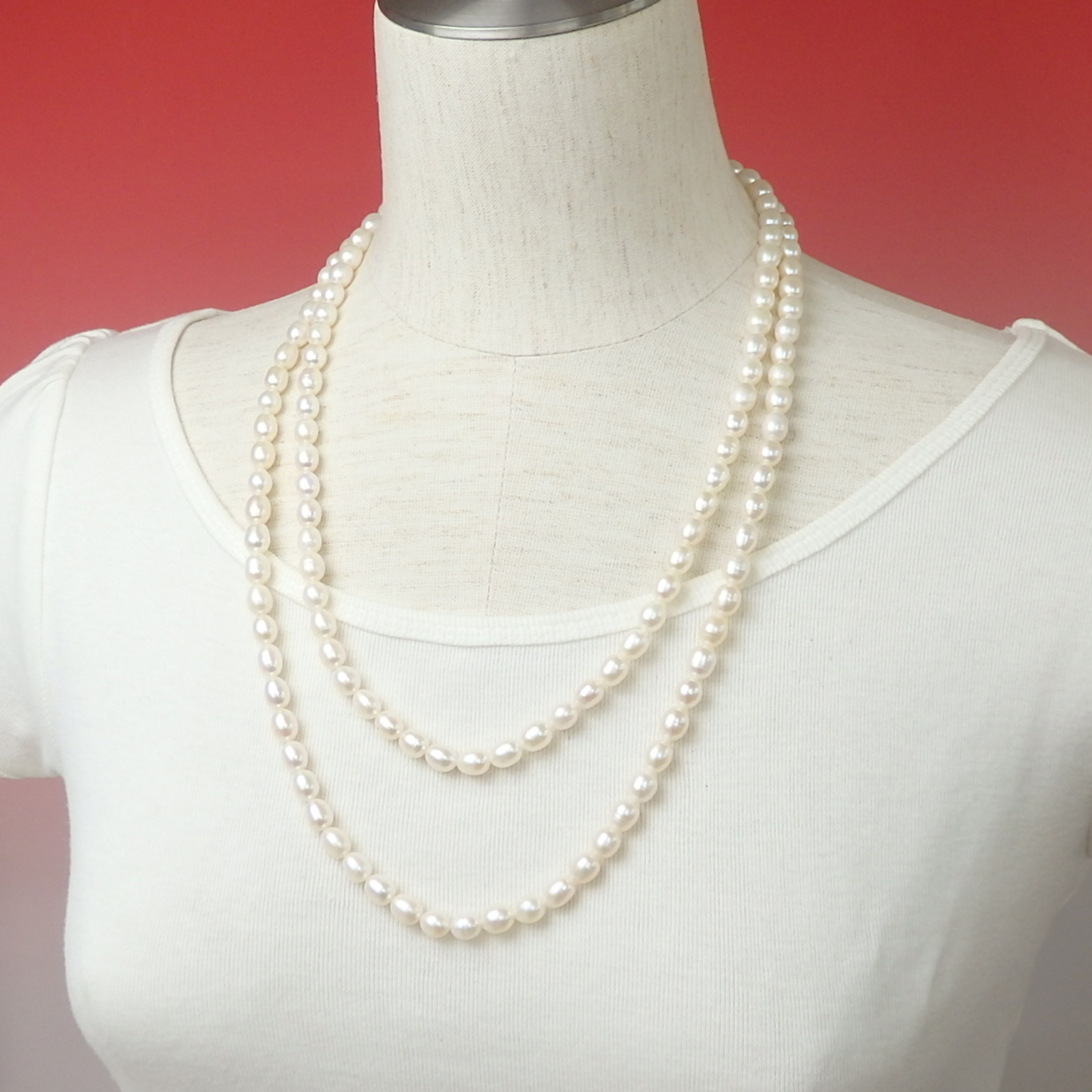 超特価 ネックレス パール 超 ロングネックレス 120cm 淡水パール 淡水真珠 真珠 上質 金具なし クリスマス ギフトに プレゼントに