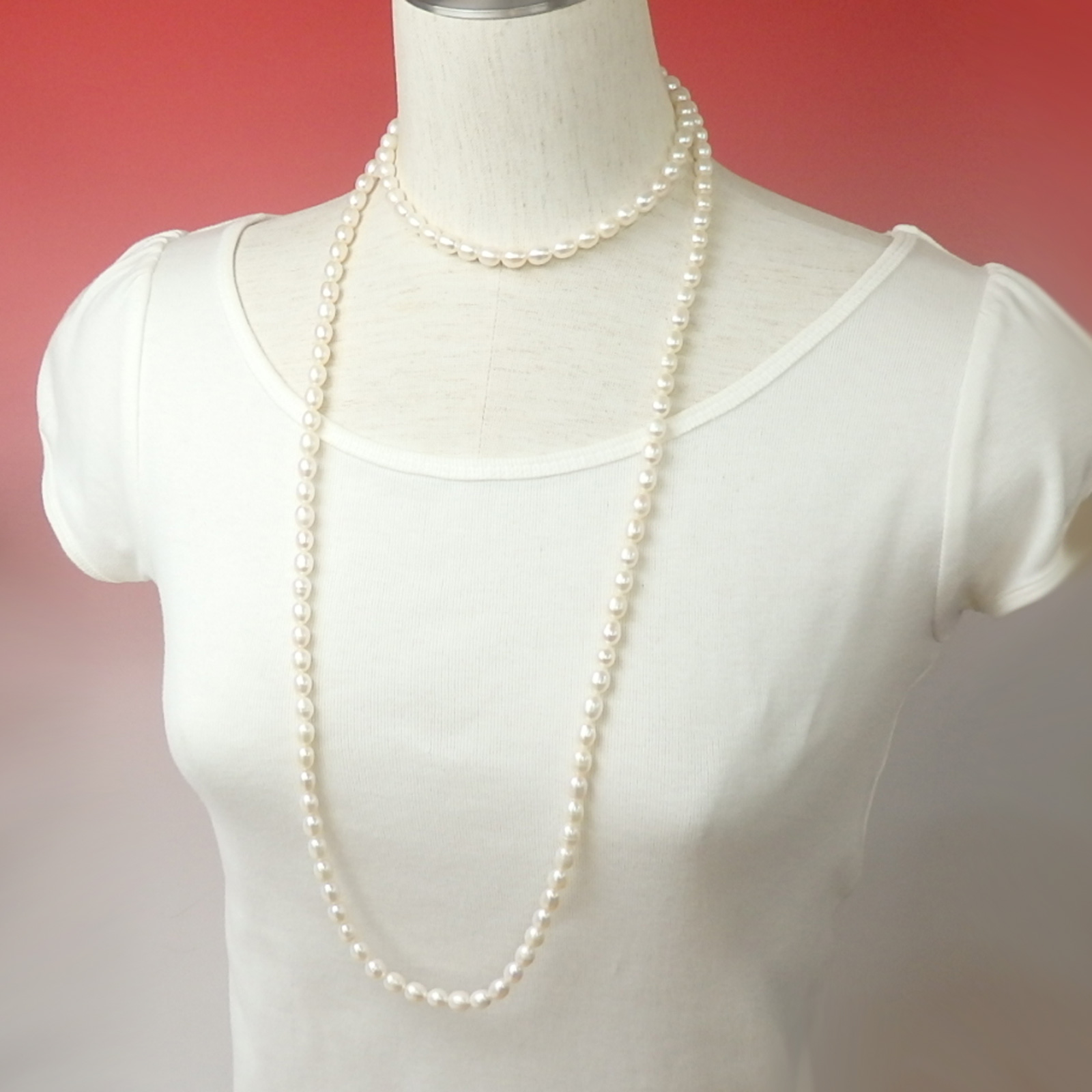 超特価 ネックレス パール 超 ロングネックレス 120cm 淡水パール 淡水真珠 真珠 上質 金具なし クリスマス ギフトに プレゼントに