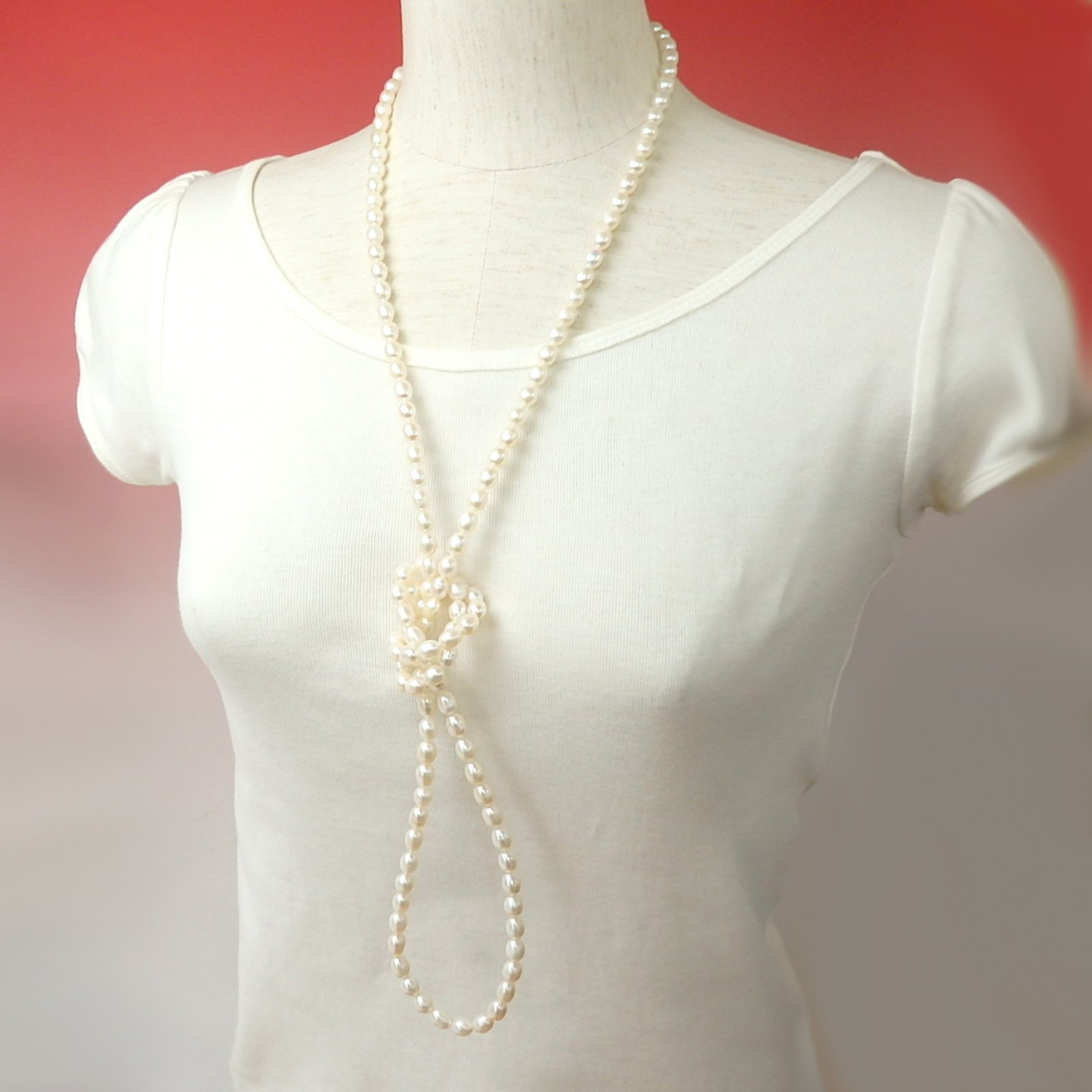 超特価 ネックレス パール 超 ロングネックレス 120cm 淡水パール 淡水真珠 真珠 上質 金具なし クリスマス ギフトに プレゼントに