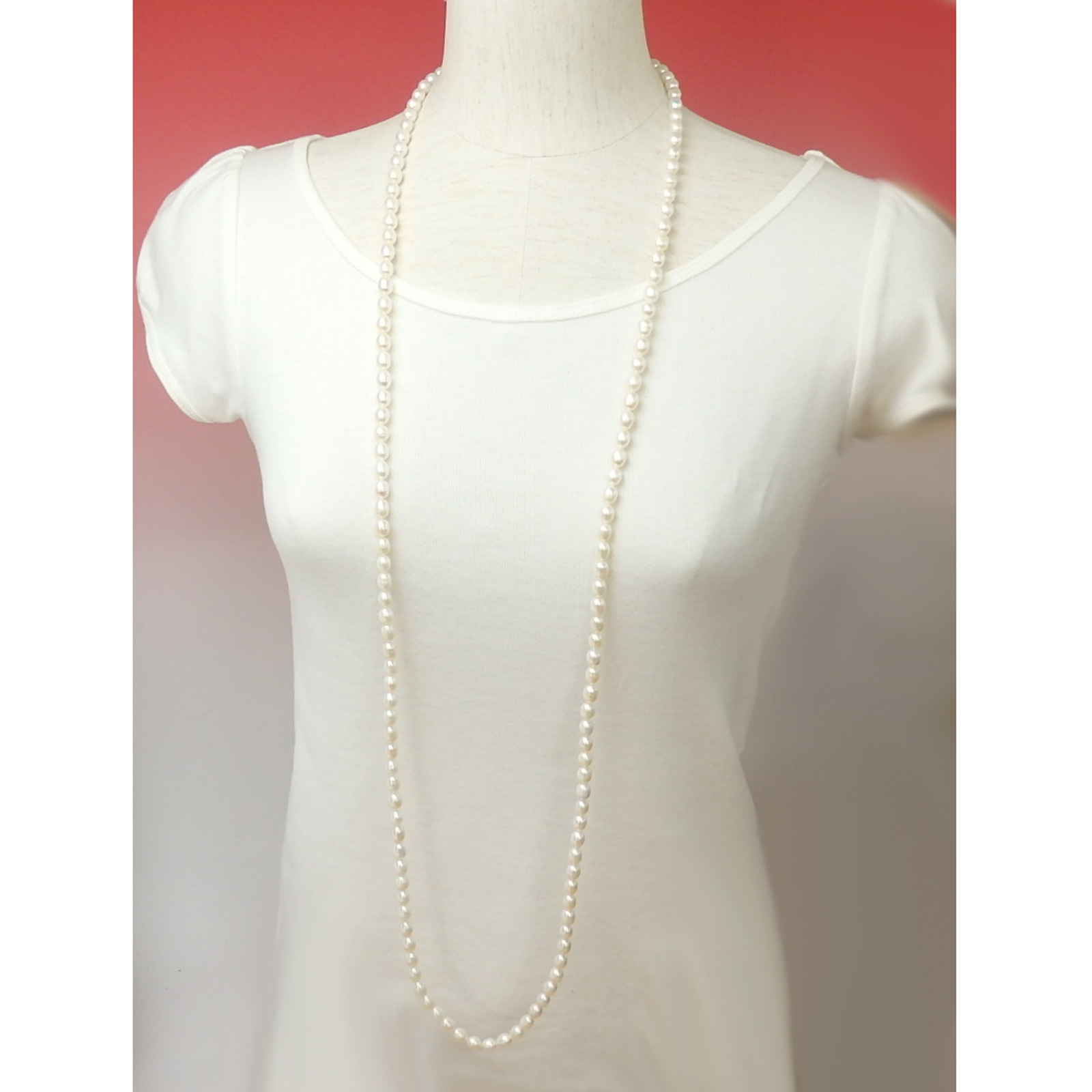 超特価 ネックレス パール 超 ロングネックレス 120cm 淡水パール 淡水真珠 真珠 上質 金具なし クリスマス ギフトに プレゼントに