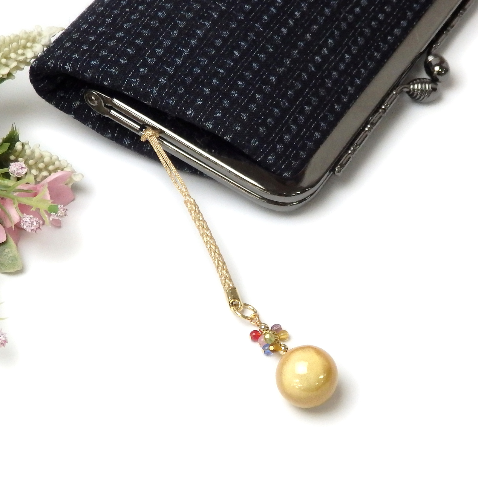 メール便 厄除け 七色 チェコビーズ 水琴鈴 カラフル 丸玉 ミュージックボール 根付 ストラップ キーホルダー 開運 ハーモニーボール ガムランボール 鈴の音