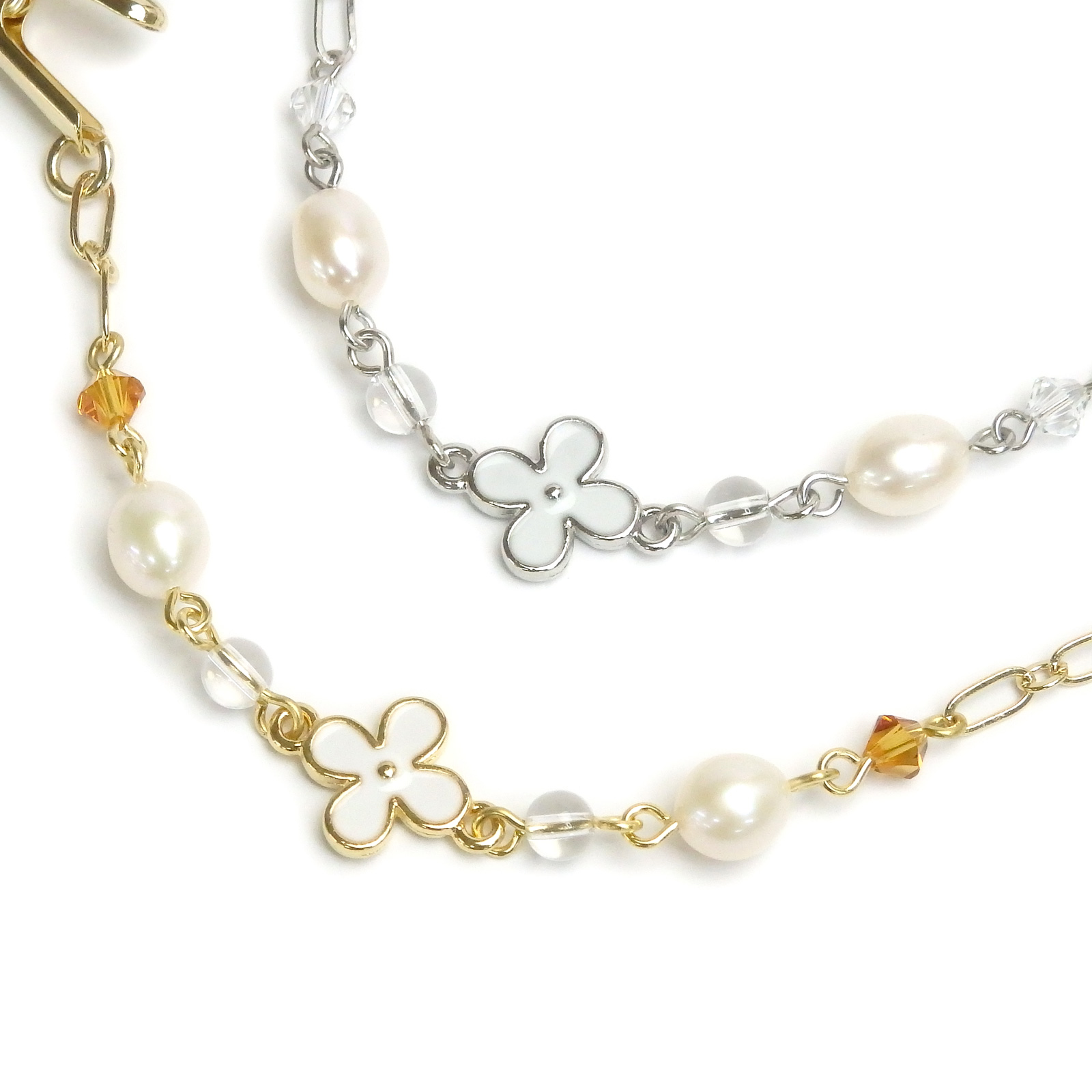 メール便 ショールクリップ ストールクリップ お花 と パール 淡水真珠 ドレスクリップ シェイプレット 水晶玉 スワロフスキー 帽子クリップ レディース