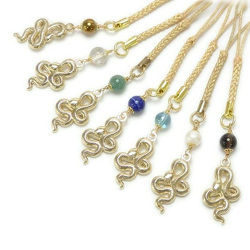 メール便 帯飾り 金色 干支 & 天然石 開運 根付け ストラップ 午年 うま年 馬 蛇 へび 風水 根付 巳年 パール アメジスト タイガーアイ ローズクオーツ ラピスラズリ