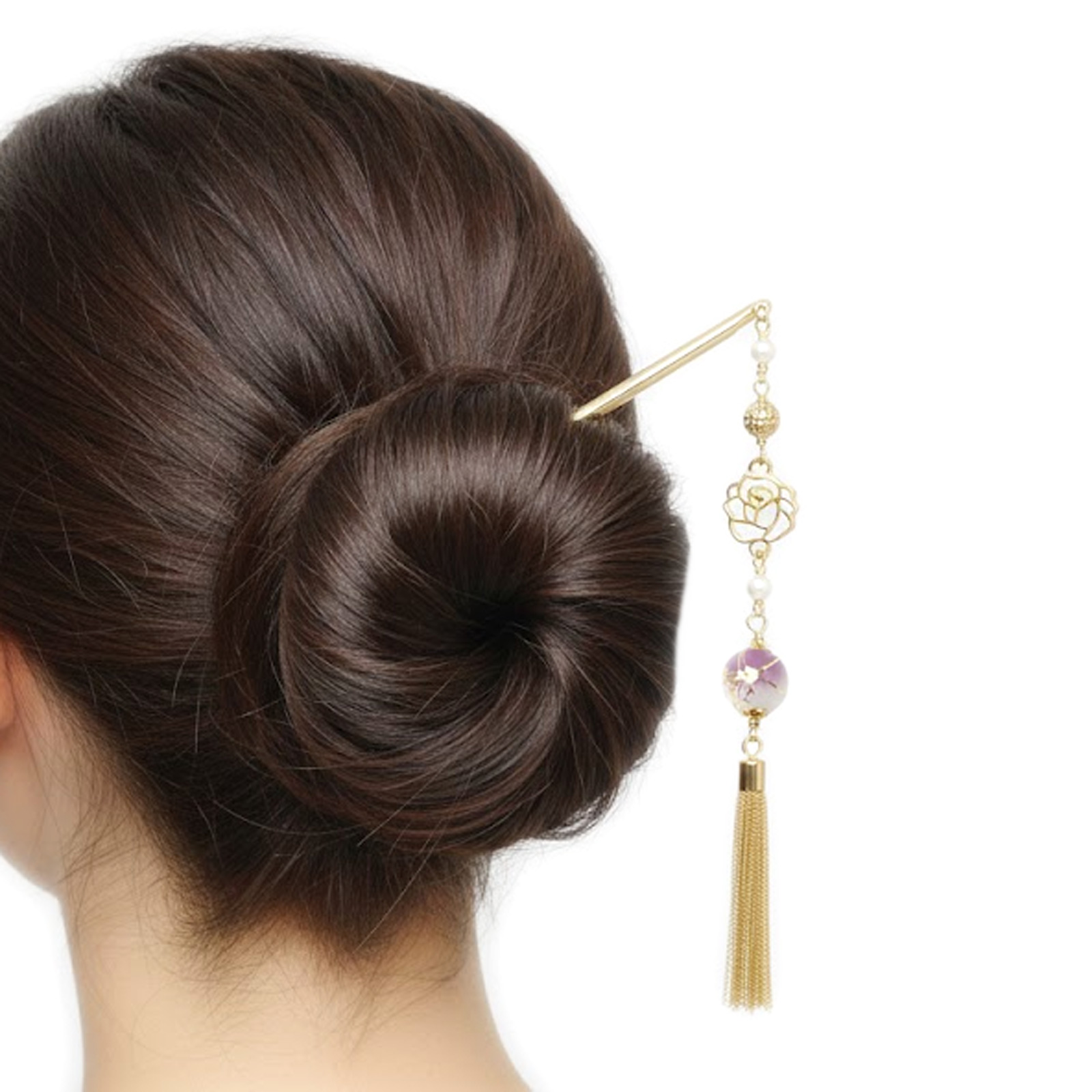 かんざし 浴衣 情熱のバラ 和装 留袖 浴衣 着物 パール 一本 コーム 薔薇 透かし ローズ 唐草樹脂ビーズ 真珠 揺れる メタルタッセル 帯飾り 和風モダン