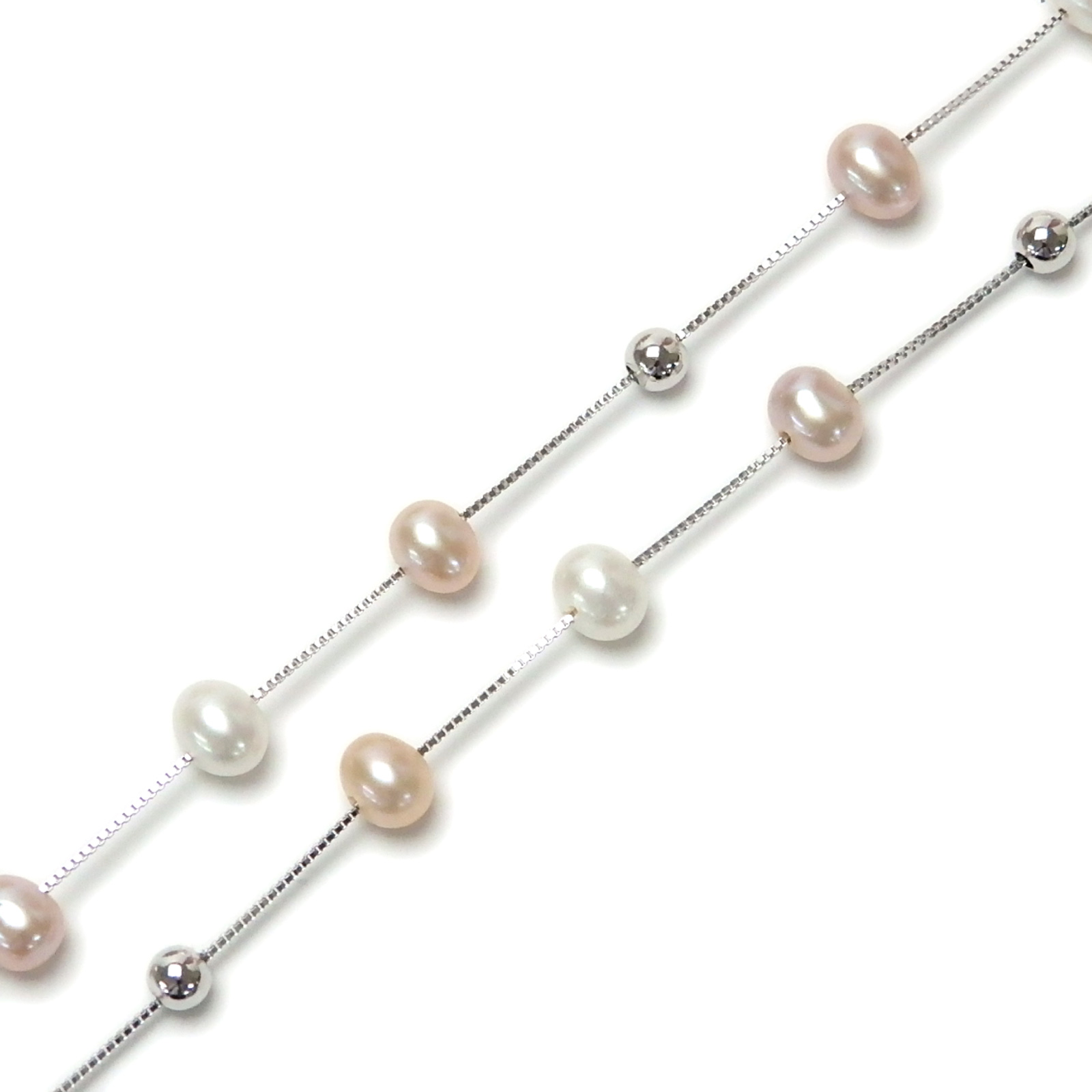 ネックレス パール シルバーチェーン ステーション ネックレス パープル 45cm 淡水パール 淡水真珠 真珠 上質 敬老の日 ギフトに プレゼントに