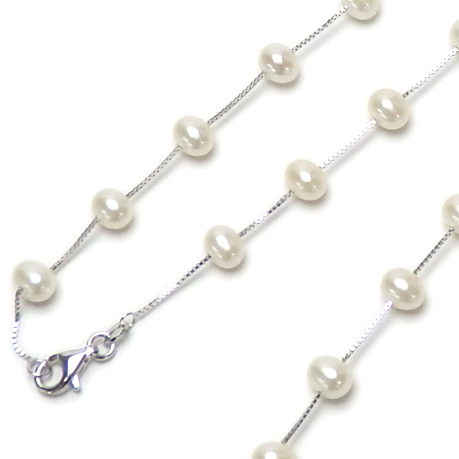 ネックレス パール シルバーチェーン ステーション ロングネックレス 90cm 淡水パール 淡水真珠 真珠 上質 敬老の日 ギフトに プレゼントに