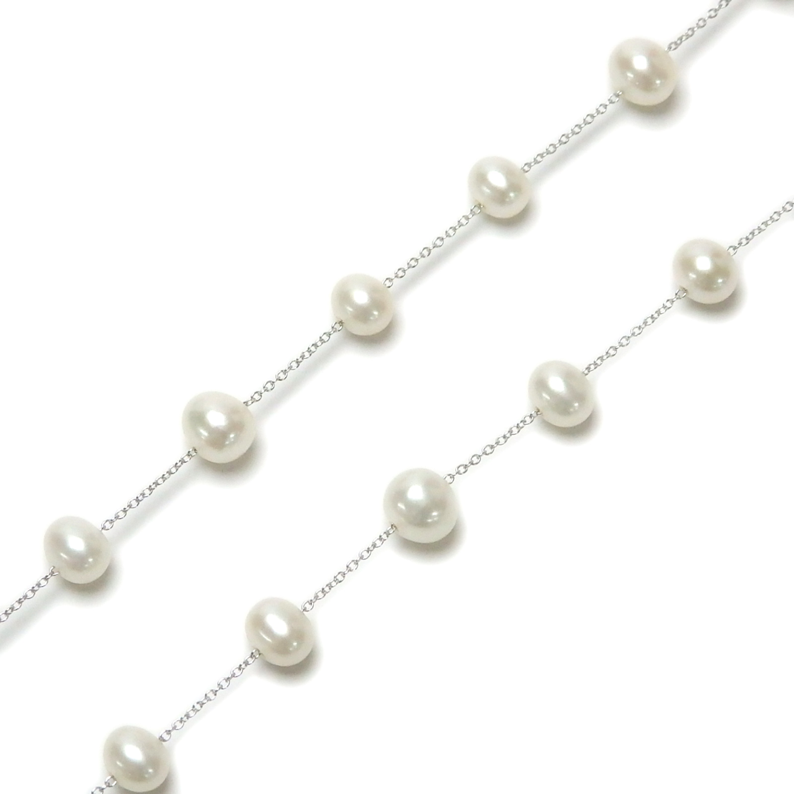 ネックレス パール シルバーチェーン ステーション ネックレス パープル 45cm 淡水パール 淡水真珠 真珠 上質 敬老の日 ギフトに プレゼントに