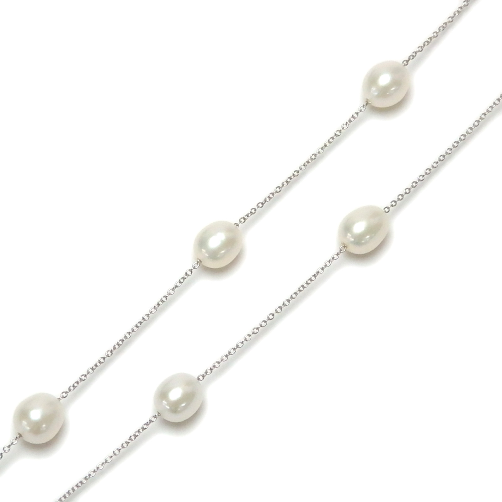 ネックレス パール シルバーチェーン ステーション ネックレス 58cm 淡水パール 淡水真珠 真珠 上質 敬老の日 ギフトに プレゼントに