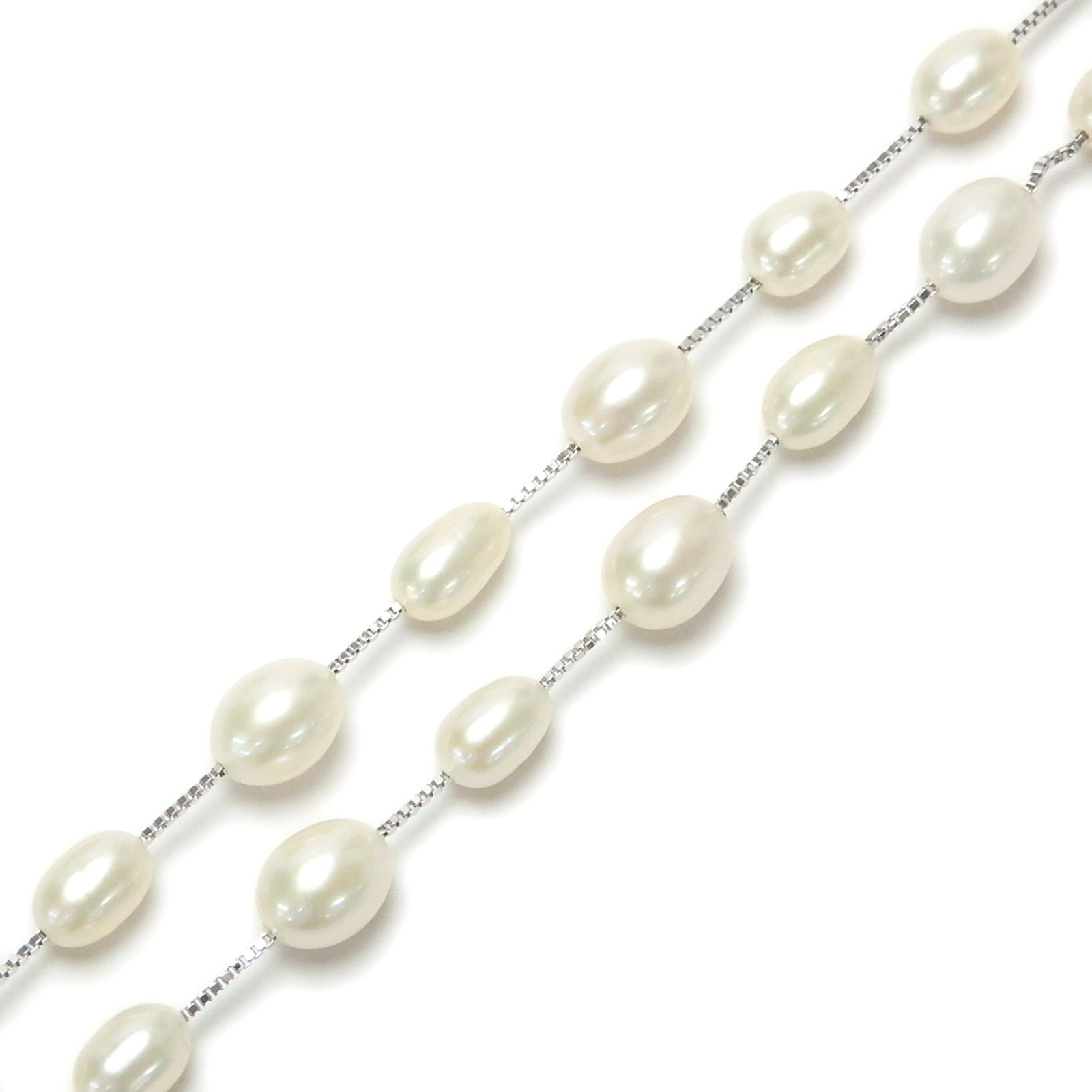 ネックレス パール シルバーチェーン ステーション ネックレス 60cm 淡水パール 淡水真珠 真珠 上質 敬老の日 ギフトに プレゼントに