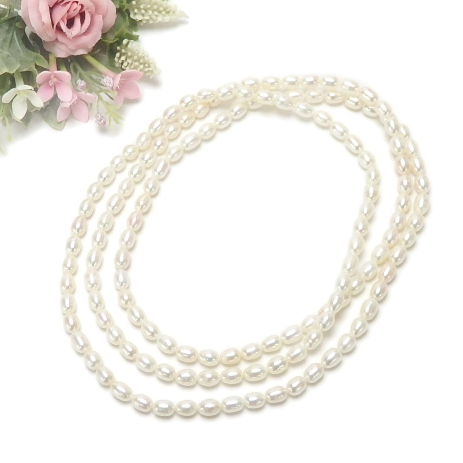 超特価 ネックレス パール 超 ロングネックレス 120cm 淡水パール 淡水真珠 真珠 上質 金具なし クリスマス ギフトに プレゼントに