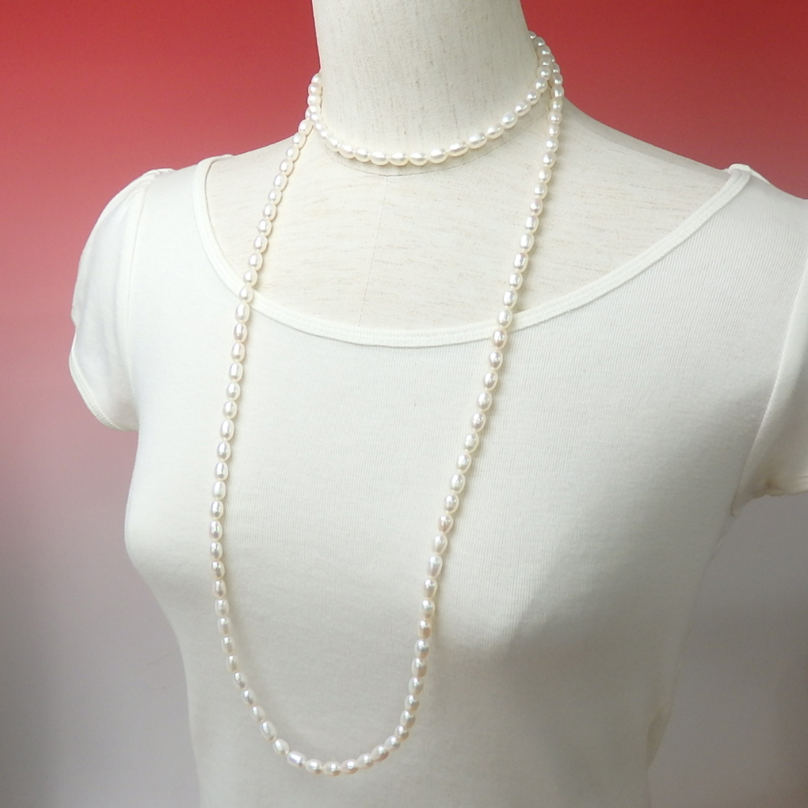 超特価 ネックレス パール 超 ロングネックレス 120cm 淡水パール 淡水真珠 真珠 上質 金具なし クリスマス ギフトに プレゼントに