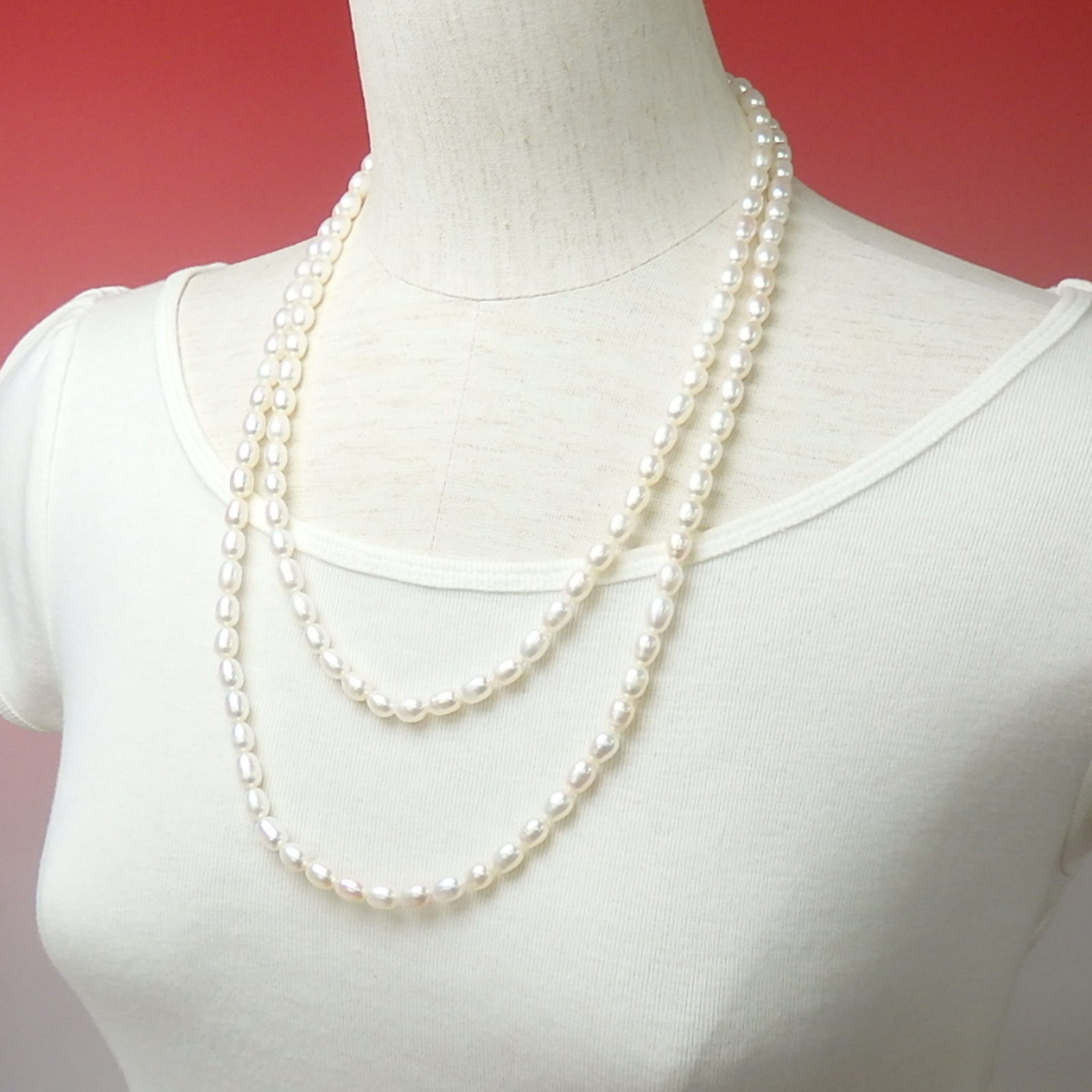 超特価 ネックレス パール 超 ロングネックレス 120cm 淡水パール 淡水真珠 真珠 上質 金具なし クリスマス ギフトに プレゼントに