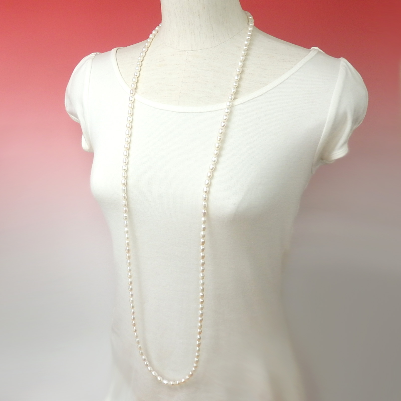 超特価 ネックレス パール 超 ロングネックレス 120cm 淡水パール 淡水真珠 真珠 上質 金具なし クリスマス ギフトに プレゼントに