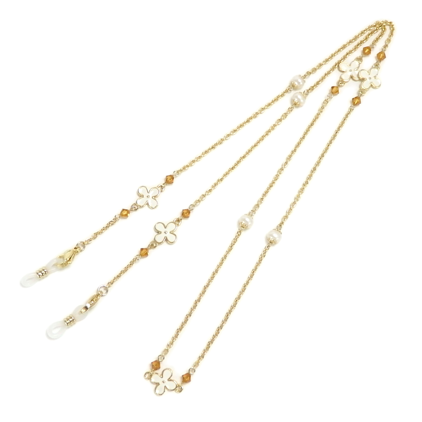 ネックレスになる 淡水パール メガネチェーン フラワーパール スワロフスキー 眼鏡チェーン 真珠 マスクチェーン マスク紐 マスクストラップ マスクコード