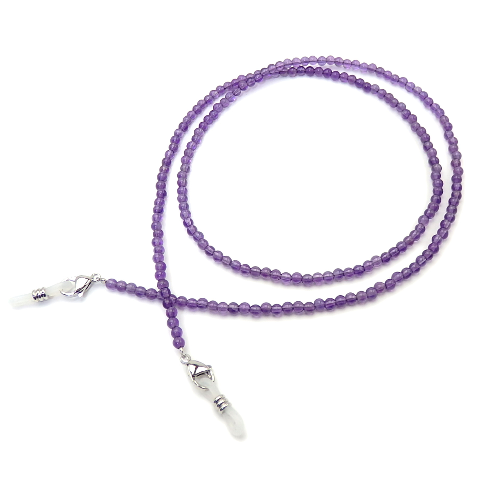 ネックレスになる メガネチェーン アメジスト 丸 天然石 メンズ レディース パープル 紫 風水 パワーストーン マスクチェーン マスクストラップ マスクホルダー