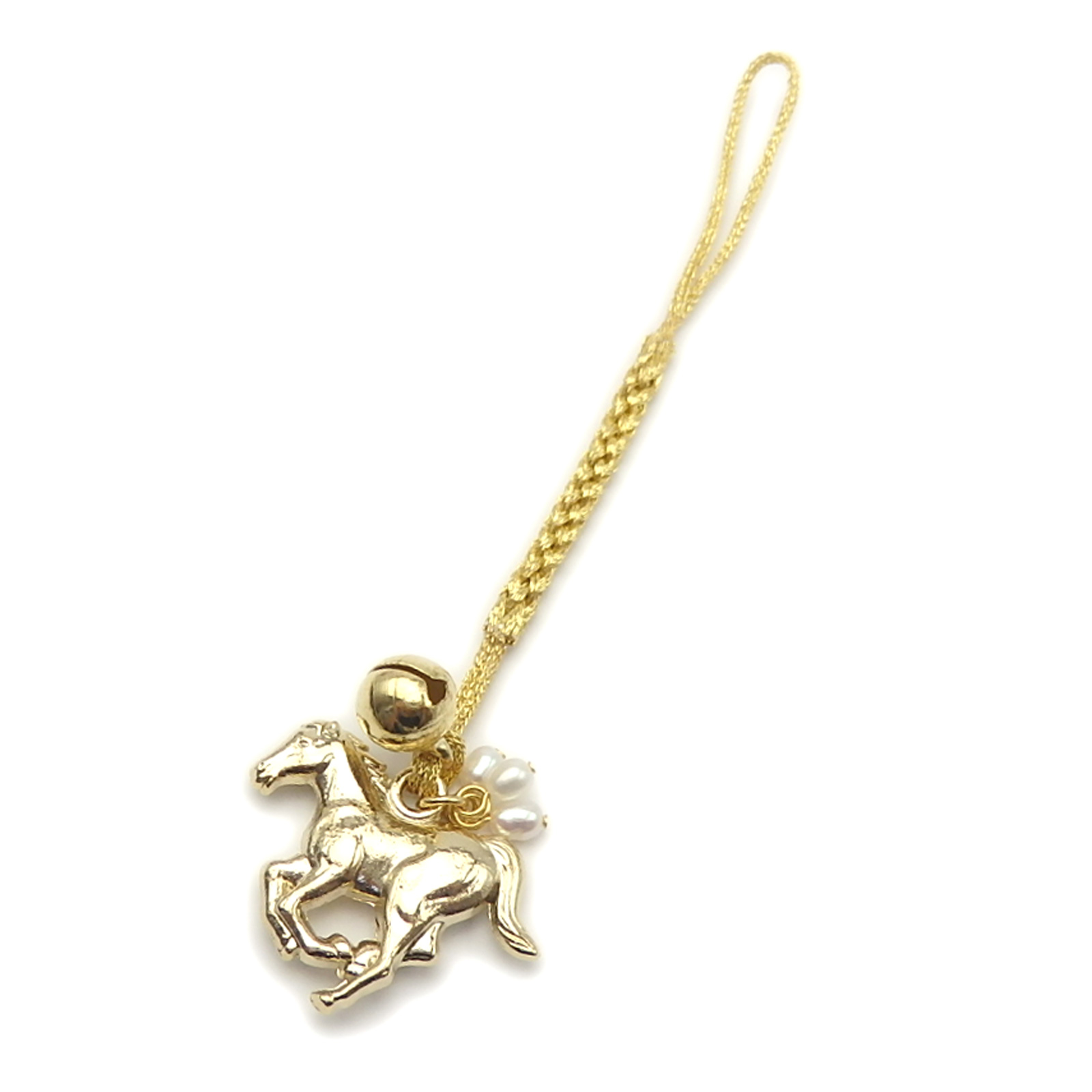 メール便 午年 開運 ストラップ 根付 ゴールドカラー 金色 干支 十二支 えと 馬年 うまどし へび 蛇 パール ストラップ 巳年 淡水真珠 風水 金運 恋愛運