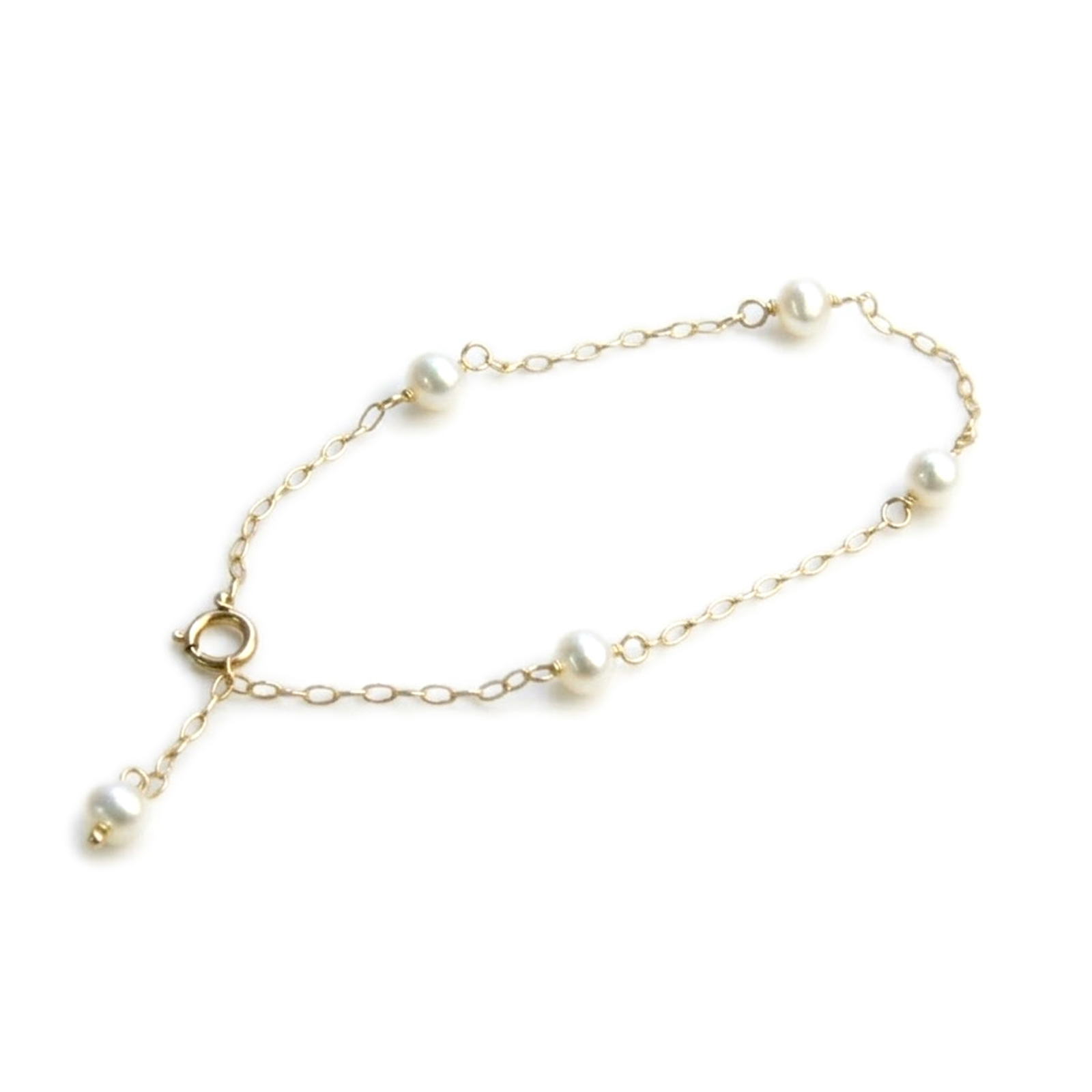 ブレスレット K10 ゴールドチェーン パール ステーション 淡水パール 淡水真珠 5-5.5mm 10金 K10YGクリスマス ギフトに プレゼントに