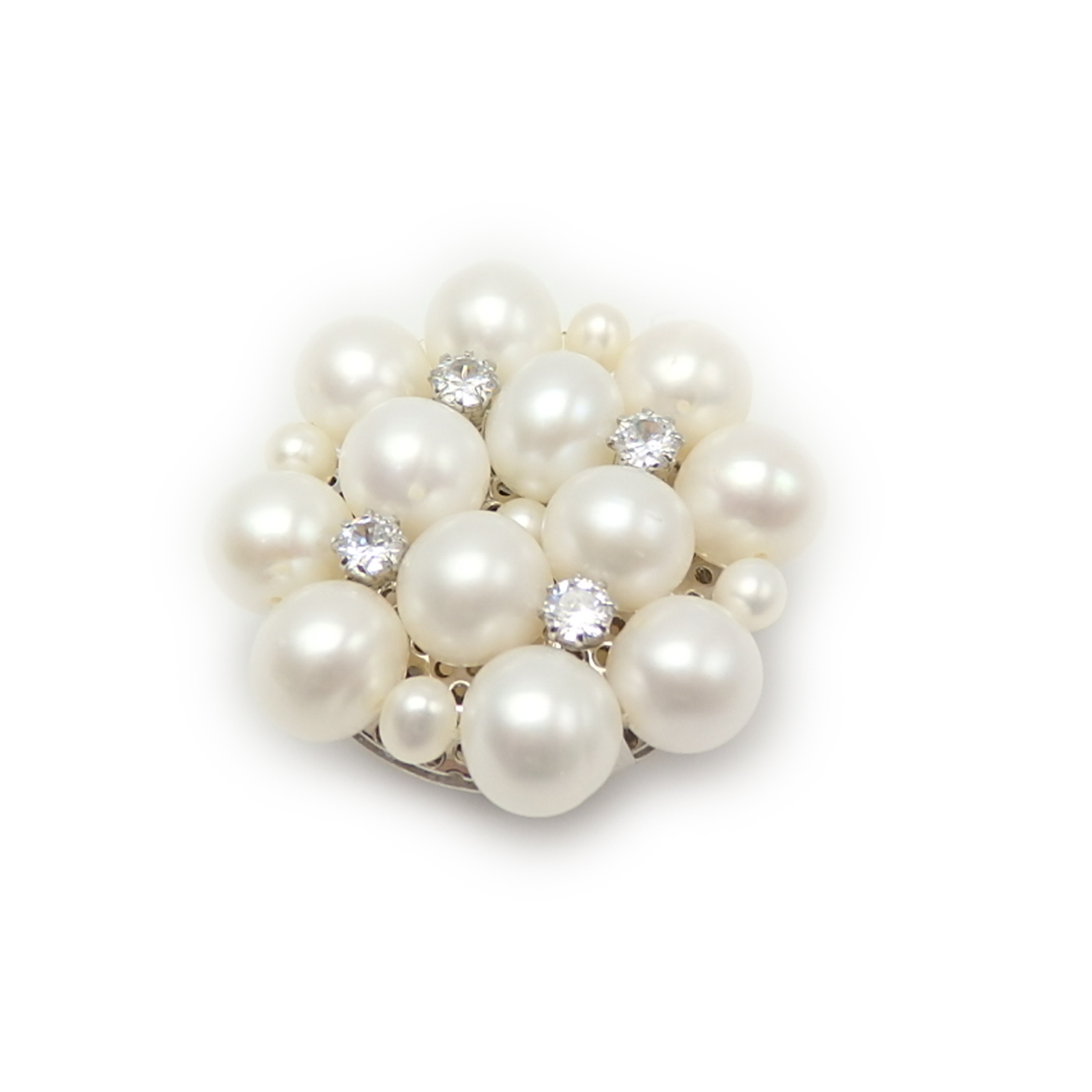 帯留め 帯留 淡水真珠 淡水パール キュービックチャトン クリスタル 帯飾り 浴衣 着物 大正モダン 和風モダン 花 フラワー
